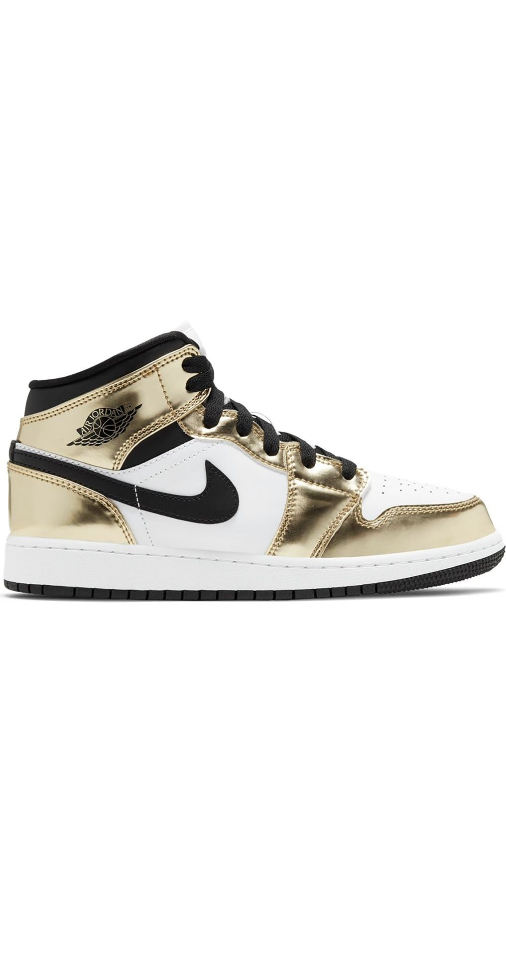 Jordan 1 Mid Metallic Gold Black White (GS) Size 5.5Y