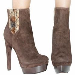 Rachel Zoe Brown Audrey Suede and Snakeskin Platform Ankle Boots size 9.5 M