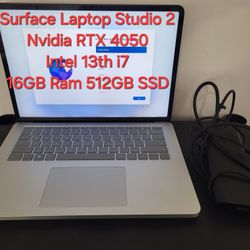 Surface Laptop Studio 2 Microsoft PC 14" Gaming nVIDIA RTX 4050 Intel i7 16GB 512GB SSD Windows