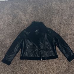 HOLLISTER FAUX LEATHER JACKET BLACK COLOR SIZE XL
