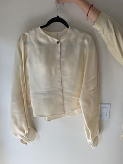 Beige Satin Cropped Blouse