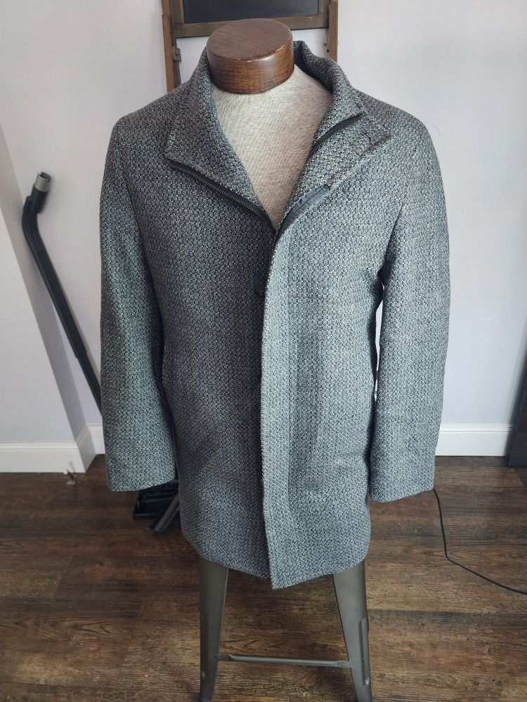 Calvin Klein Men's Classic Wool Tweed Blend Walking Overcoat Lined Overcoat LG