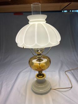 Vintage Milk Glass / Amber Lamp
