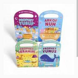 New, My First Quran Stories - A Set of 4 Handy Board Books - Prophet Yusuf, Prophet Yunus, Ark of Nuh, Prophet Ibrahim (Hardback)