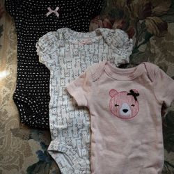 Set Of 3 Preemie Baby Girl Onesies
