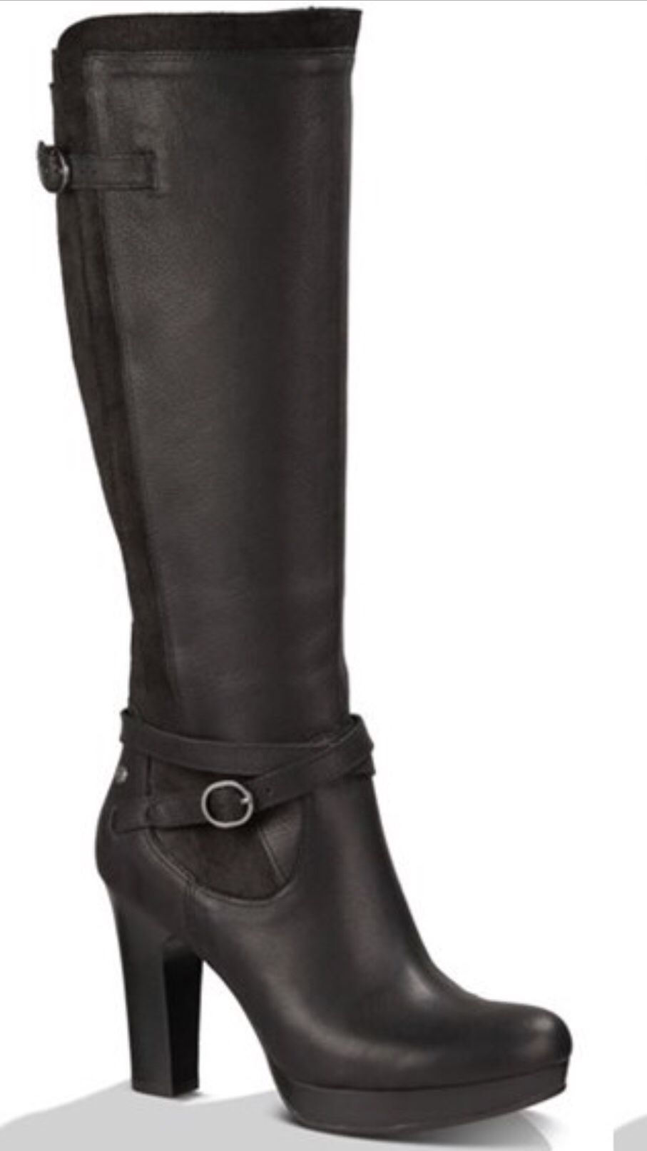 Ugg black leather boots, size 10