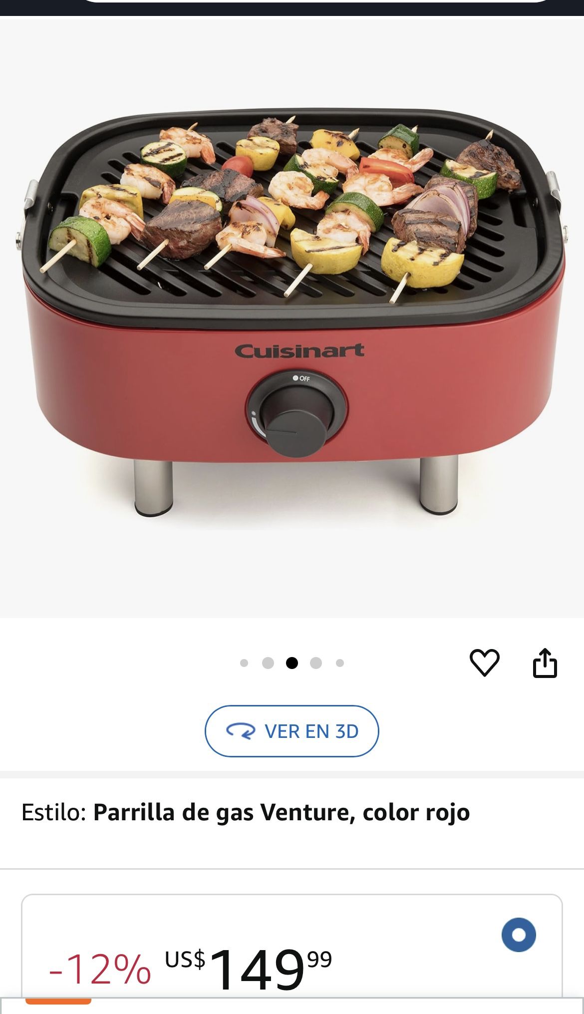Cuisinart CGG 750 Parrilla de gas portátil, color rojo
