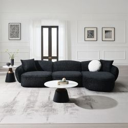 Sectional Sofa Black and White Shimmer Chenille fabric, New Especial price