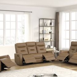 Leather Gel 3 Pc Reclining Living Room 