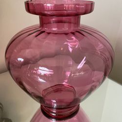 Tall Vintage Cranberry Pilgrim Glass Hand Blown 9 3/4”  Tall