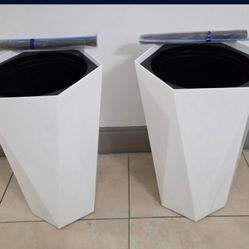 *** REDUCED *** PAIR of 23" White Hexagonal Mobile Planters @ Lasting Creations