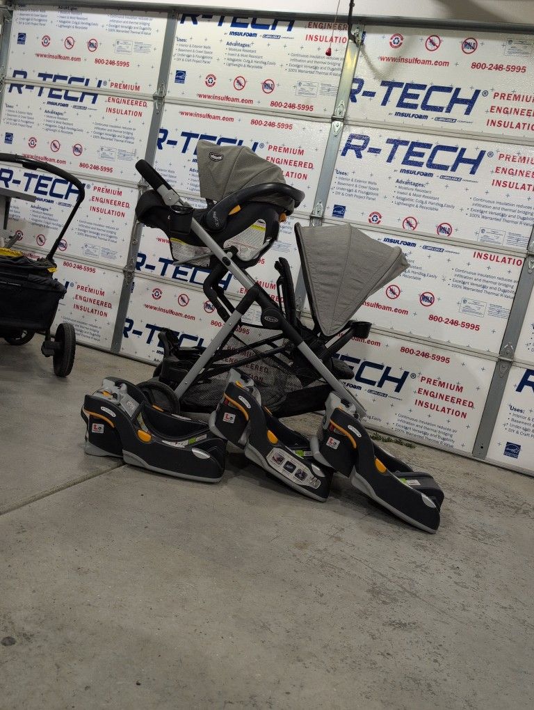 Chicco Keyfit 30 Car seat With Gracco Duo Glider Double Stroller