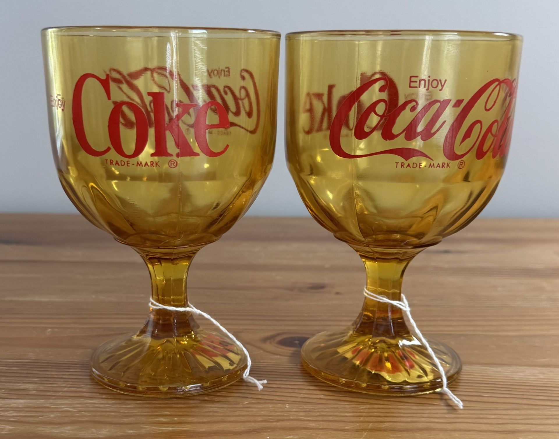 2 - Vintage Amber Coca-Cola Goblets