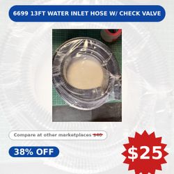 6699 13FT x 1" Water Inlet Hose with Check Valve — Shallow Well Jet Pump, New