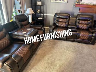 Furniture living room three piece leather