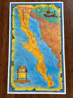1981 Mike McMahan Baja California Mexico Vintage Map 34.5 x 58