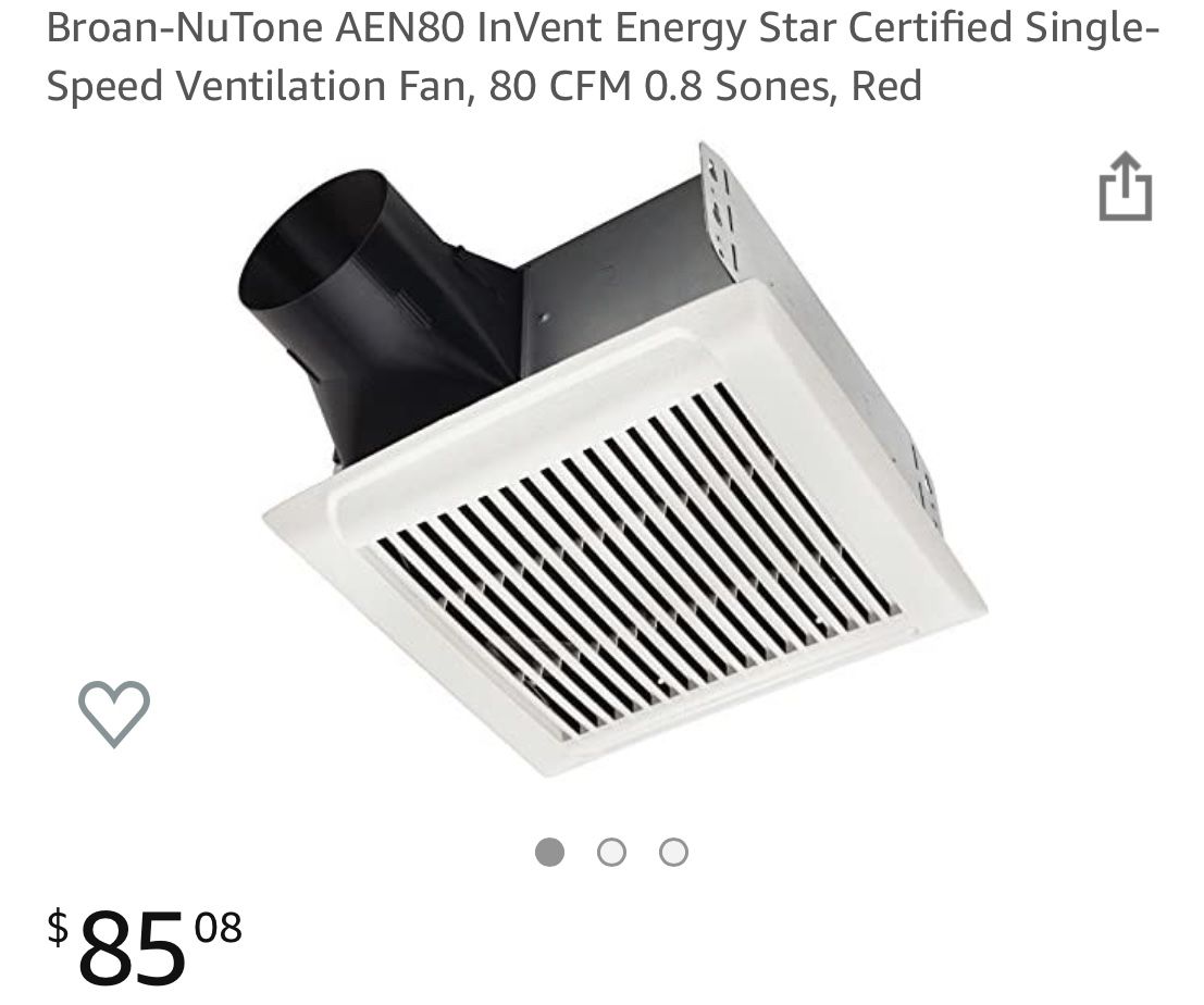 Ventilation Fan by NuTone AEN80 *NIB* NEW Remodel Bathroom