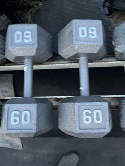 60lb hex iron dumbbell set weights