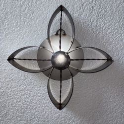 Handcrafted Stainless Steel Floral Cross Metal Art