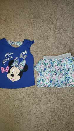 Minnie Mouse skort and shirt matching outfit