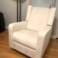 Super soft, clean white rocker glider recliner