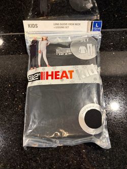 32 Degrees Heat Kids Long Sleeve Crew Neck + Legging Set Black Heather Size L