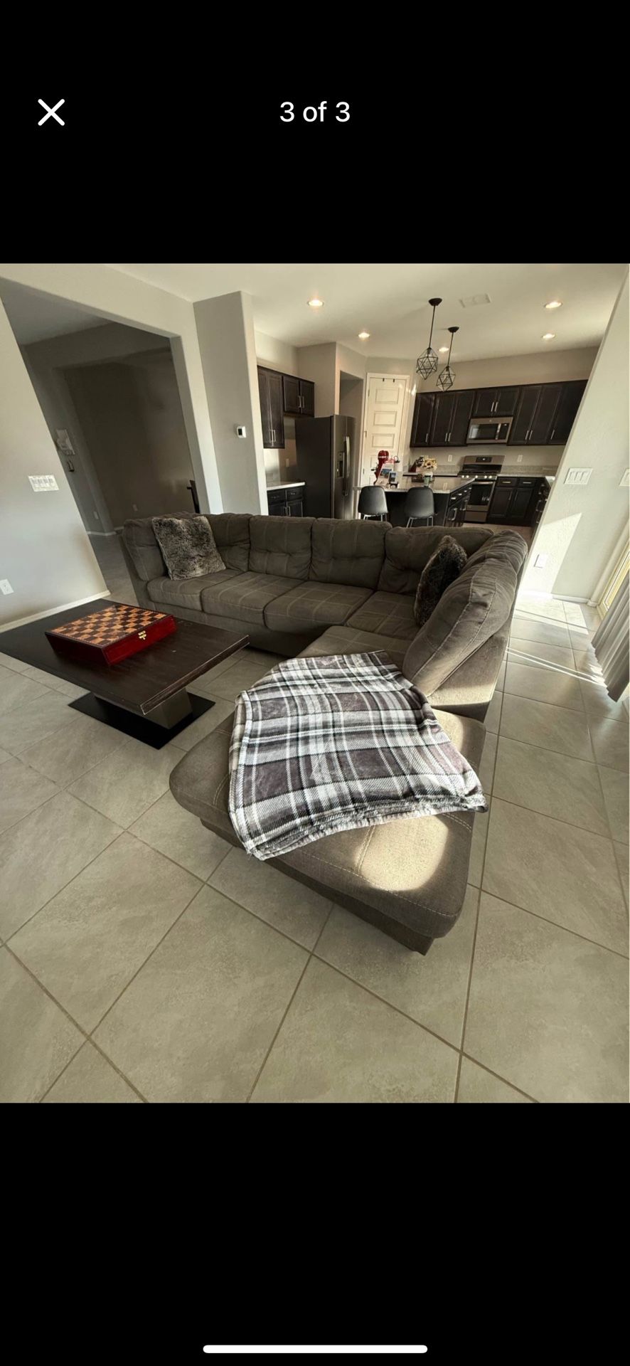 Spacious & Comfortable Gray Sectional Couch - $500-Delivery Available 