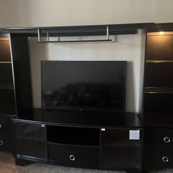 Black Entertainment Center with Shelves