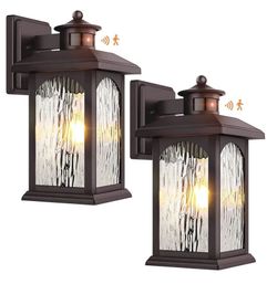 (Brand New in Box)  FILIYANO Motion Sensor Outdoor Wall Lights, Oil Rubbed Bronze, 2 Pack Anti-Rust, Waterproof, Brown Exterior Coach Fixtures with 3 