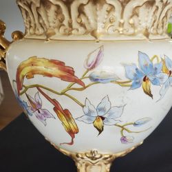 Vintage Art Nouvea Hand Painted Floral Planter