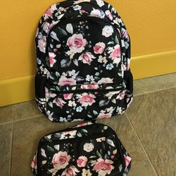 New Floral Backpack With Matching Lunch Bag. Pretty! 
