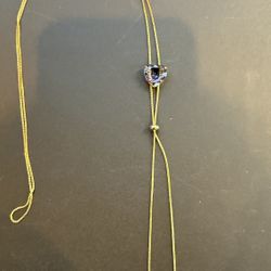 Gold Chain Necklace with Heart-Shaped Stone Pendant