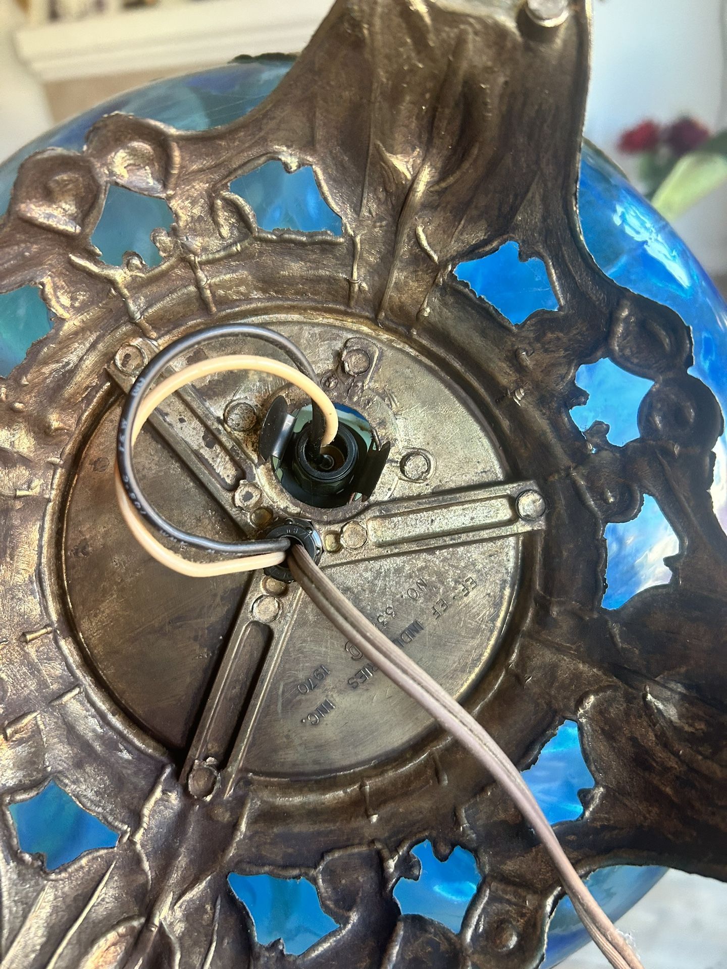 Vintage Blue Glass Table Lamp