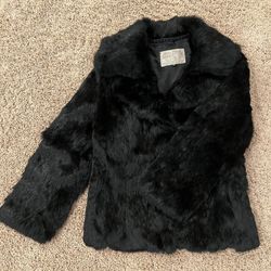 Genuine Black Fur Coat (Rabbit)