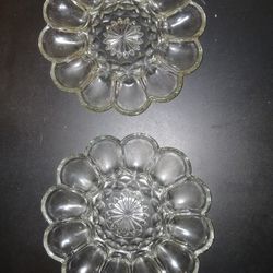 Vintage Glass Deviled Egg Trays – Set of 2