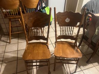 Solid oak hand carved side chairs