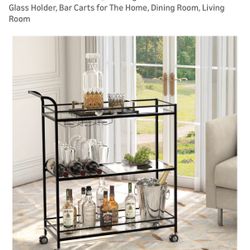 Black Rolling 3 Tier Bar Cart 