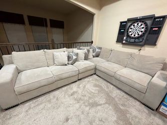 Large L-Shaped Sectional Sofa with Nailhead Trim