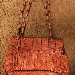 R&Y AUGOUSTI ORANGE SNAKE SKIN PURSE