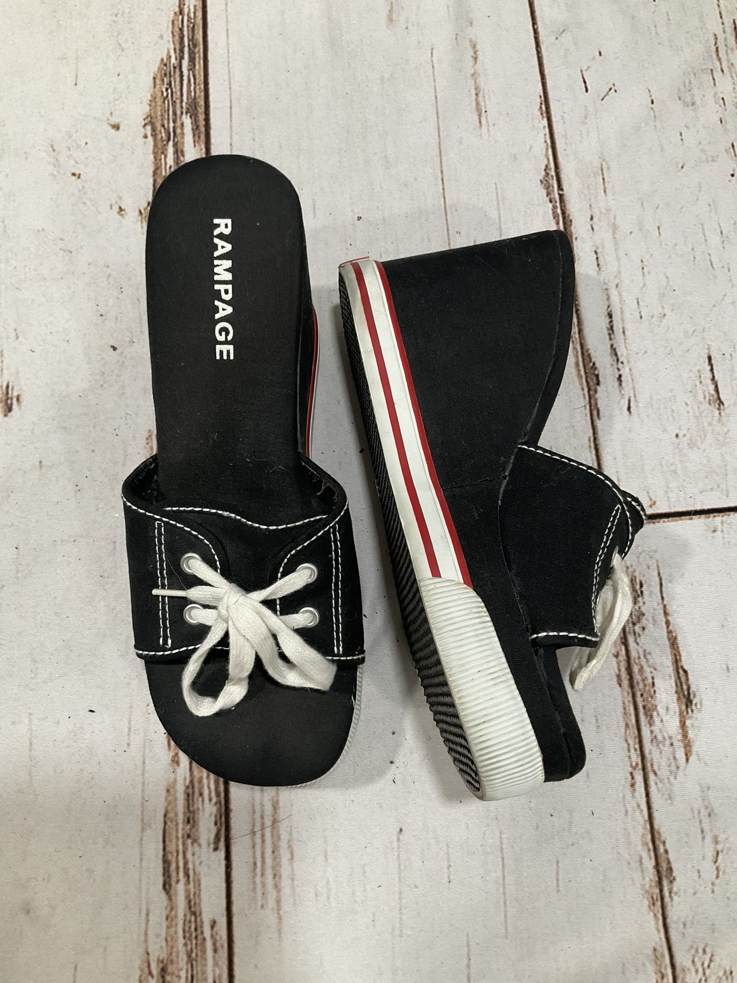 RAMPAGE OPEN TOE SNEAKER WEDGE HEEL SANDALS