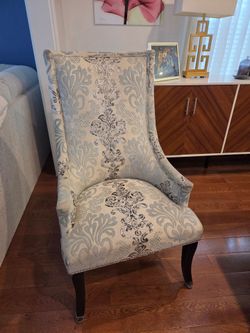 High back accent chair with nail head trim
