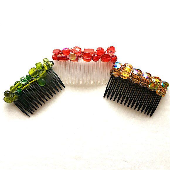 Hair combs, beaded, 3 items Set