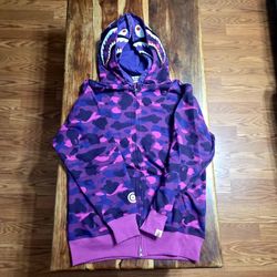 Bape Men's Purple/Pink Camo Zip-up Hoodie 