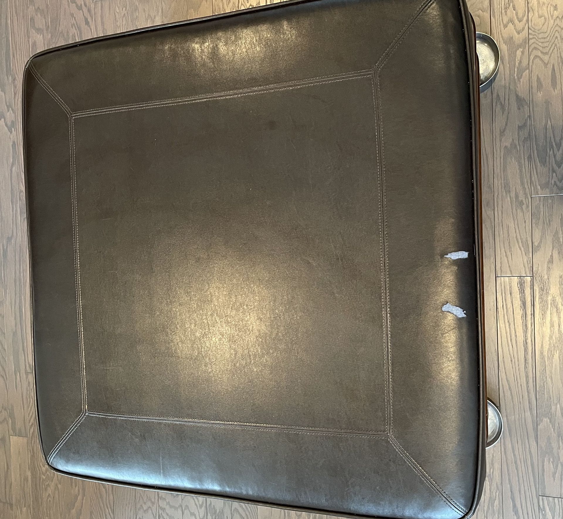 Large Leather Ottoman 3 Ft X 3 Ft