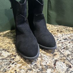 Black Suede Ankle Cowboy Boots Size 7