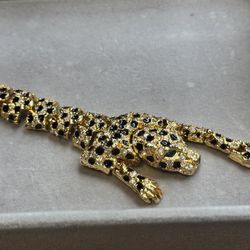 7” Vintage Rhinestone Panther Bracelet 
