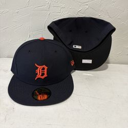 MLB New Era Detroit Tigers Dark Navy Blue 59fifty Fitted Hats Size 7 1/4 