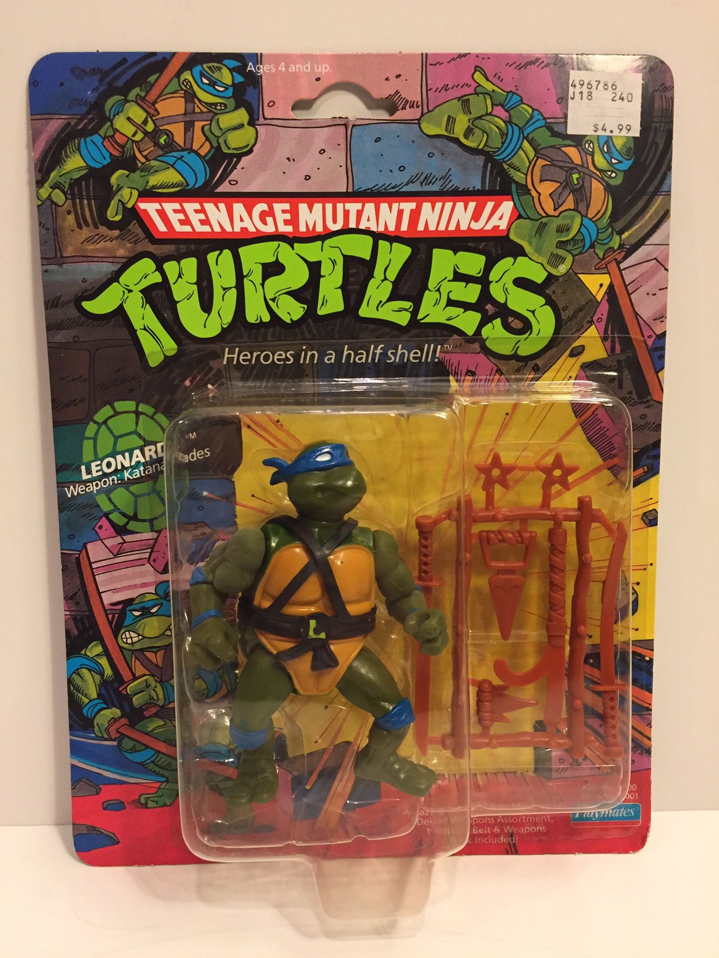 1988 Leonardo - MOC 10 Back - TMNT Teenage Mutant Ninja Turtles - Vintage Action Figure Toy Playmates