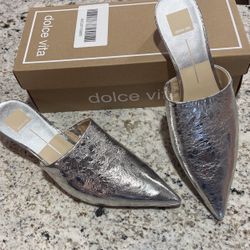 Dolce Vita Silver Kitten Heel Slide Sz11