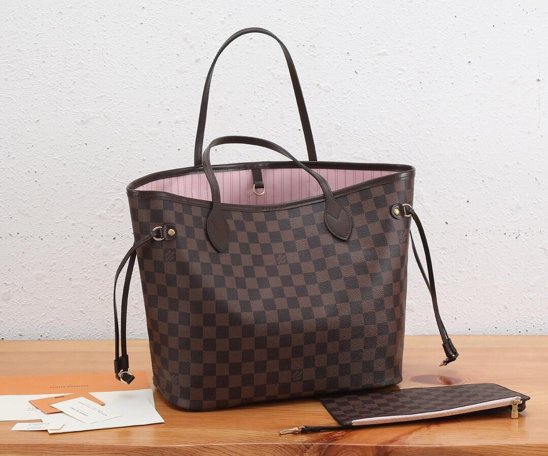 Louis Vuitton lv neverfull MM woman shopping bag monogram with pink interior